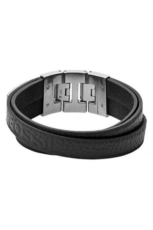 Fossil Staal zwart leer Fossil Staal zwart leer