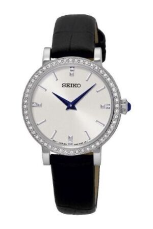 Seiko zwart leer swarovski Seiko zwart leer swarovski