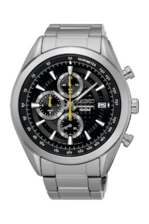 Seiko zwart chrono staal Seiko zwart chrono staal