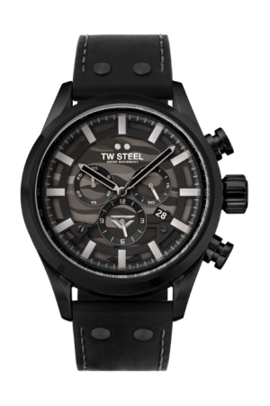 TW Steel zwart leren band