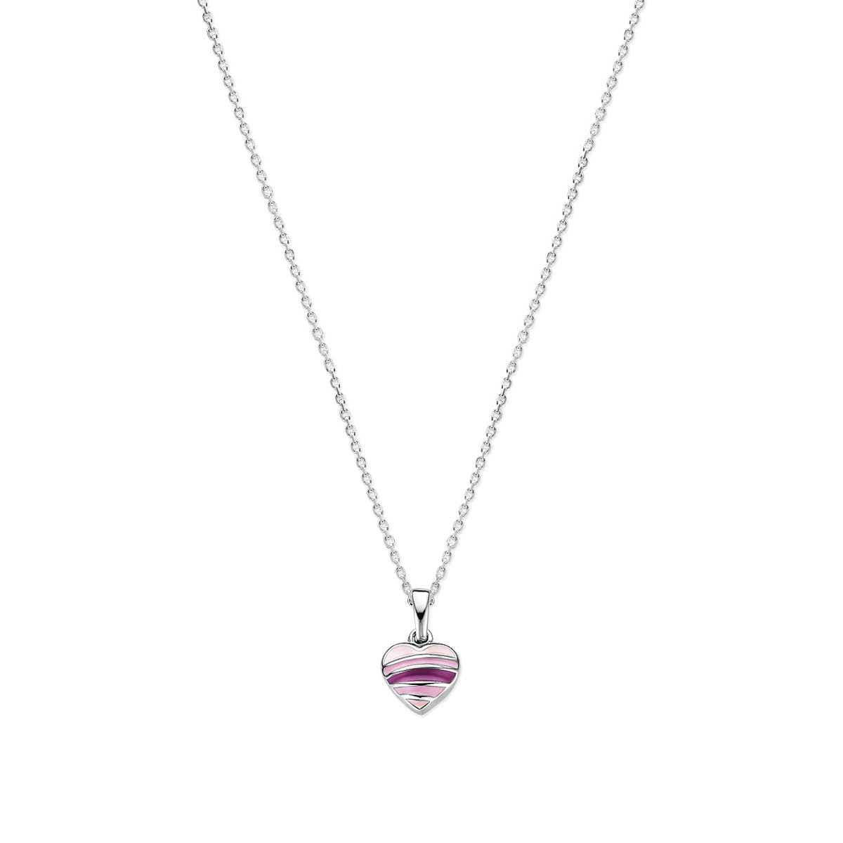 collier hartje emaille 36 + 4 cm zilver gerhodineerd