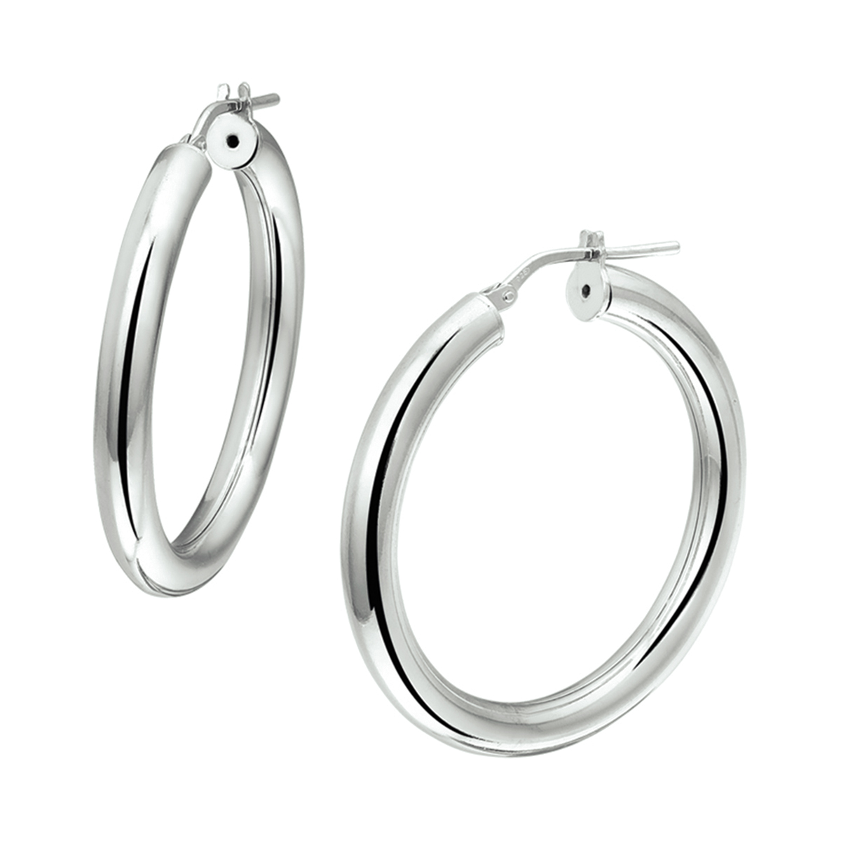 oorringen ronde buis zilver gerhodineerd