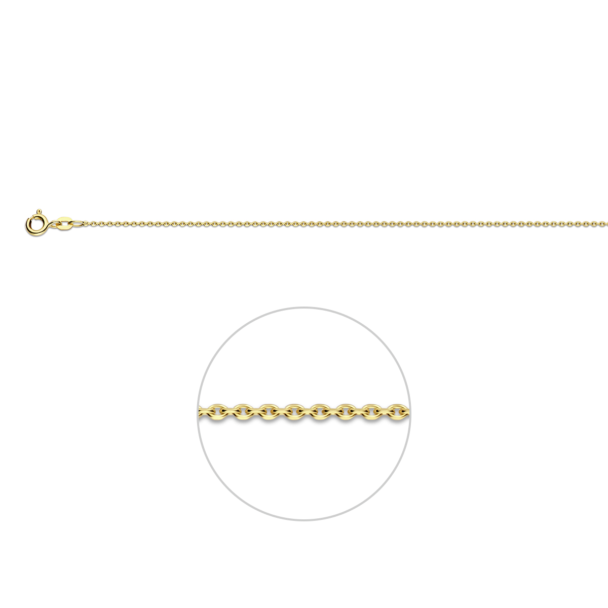 anker gediamanteerd 1,1 mm 14K geelgoud