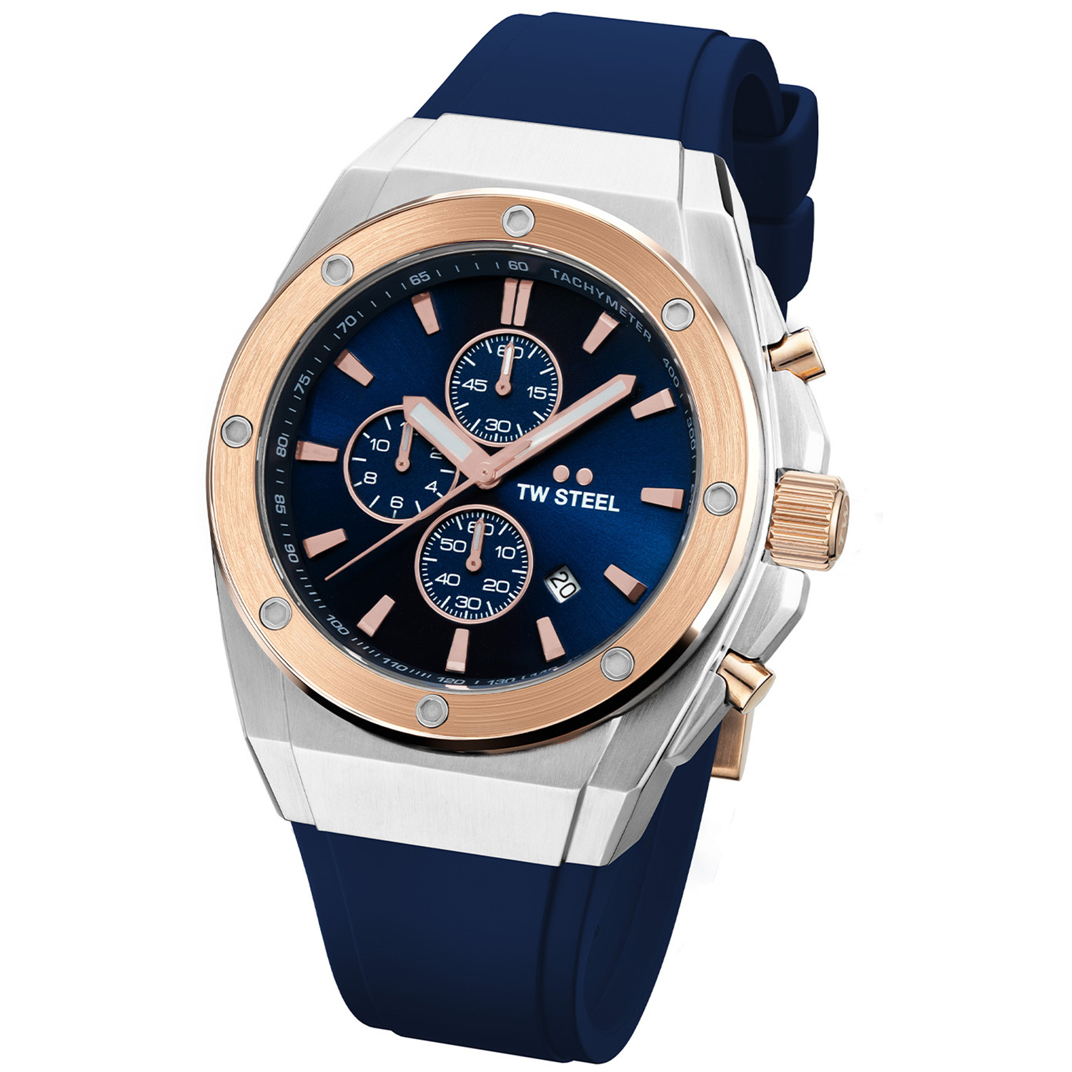 TW Steel TWCE4105 CEO Tech Steel Chrono Blauw Siliconen 44mm