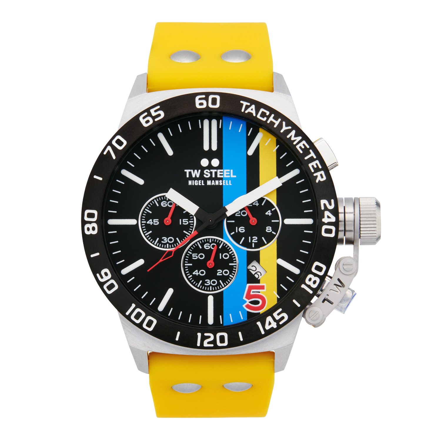 TW Steel TWCS124 Canteen Nigel Mansell Chrono Geel Siliconen 45mm