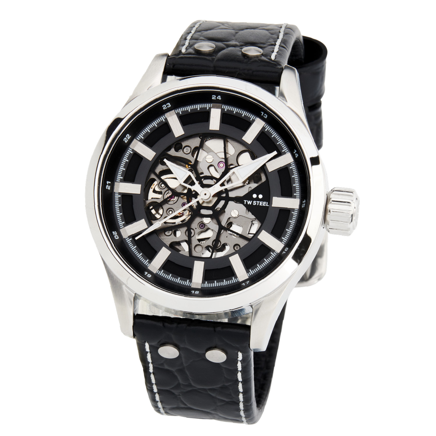 TW Steel TWVS130 Skeleton Staal Zwart 45mm