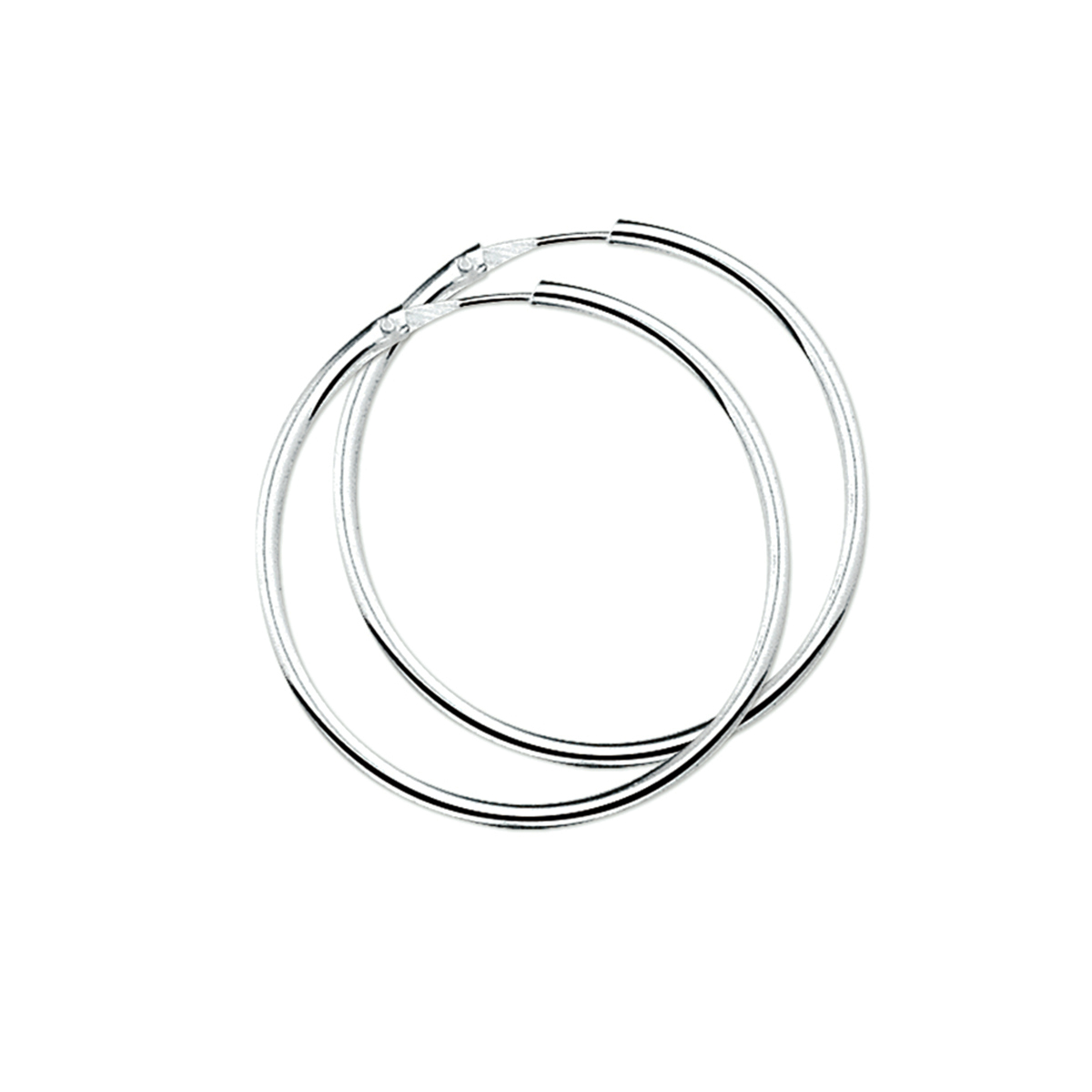 oorringen 2,0 mm ronde buis zilver wit