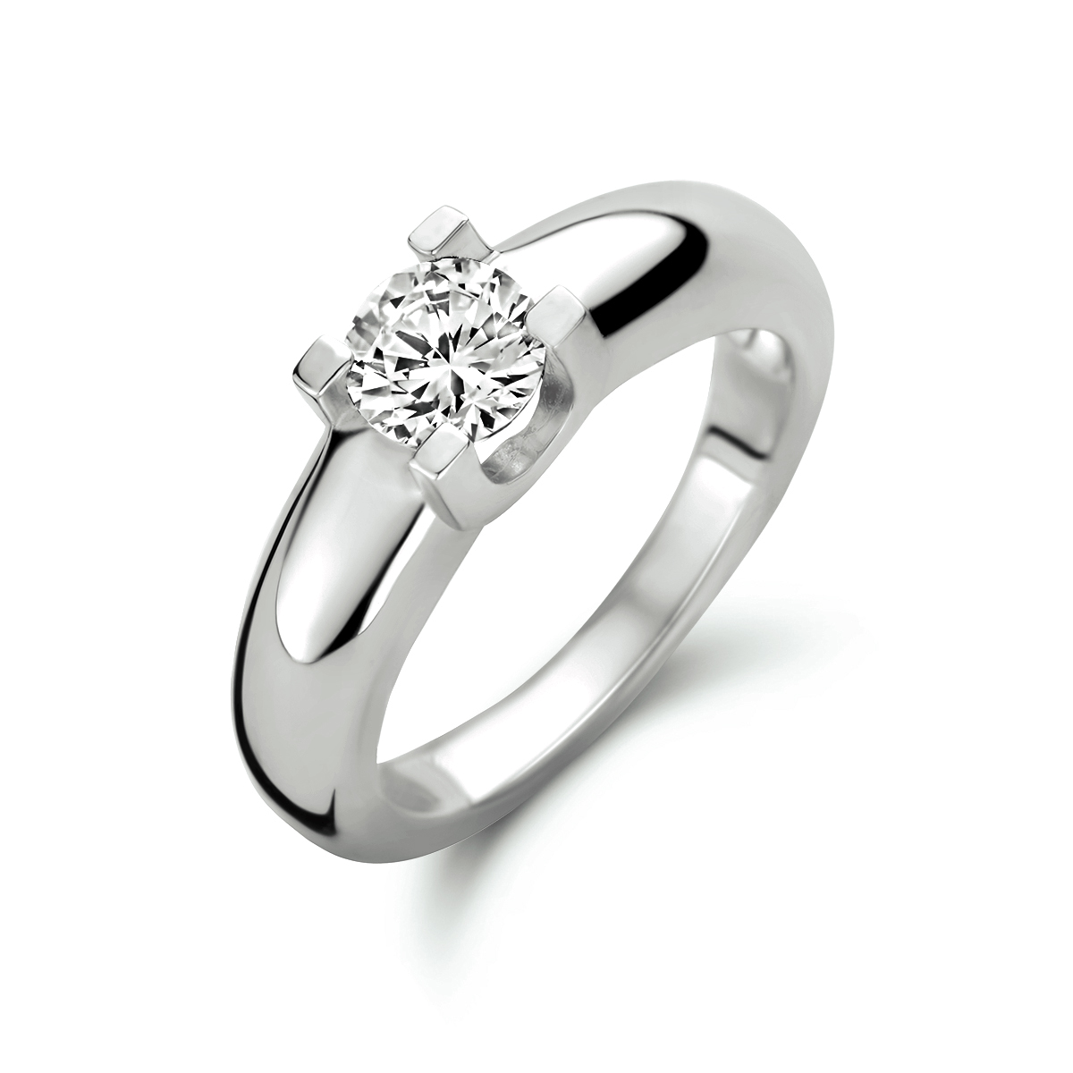 ring zirkonia zilver gerhodineerd