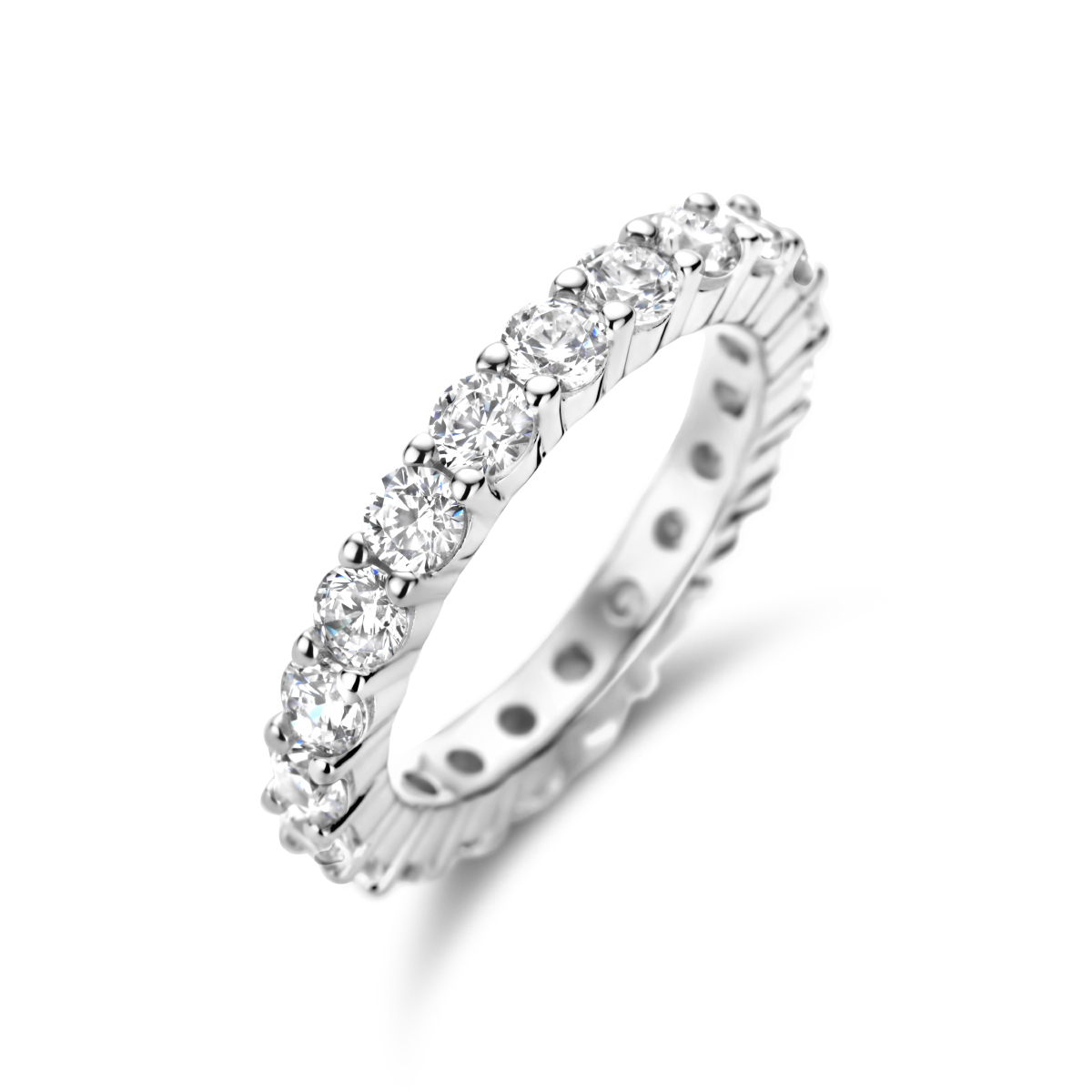 aanschuifring zirkonia zilver gerhodineerd