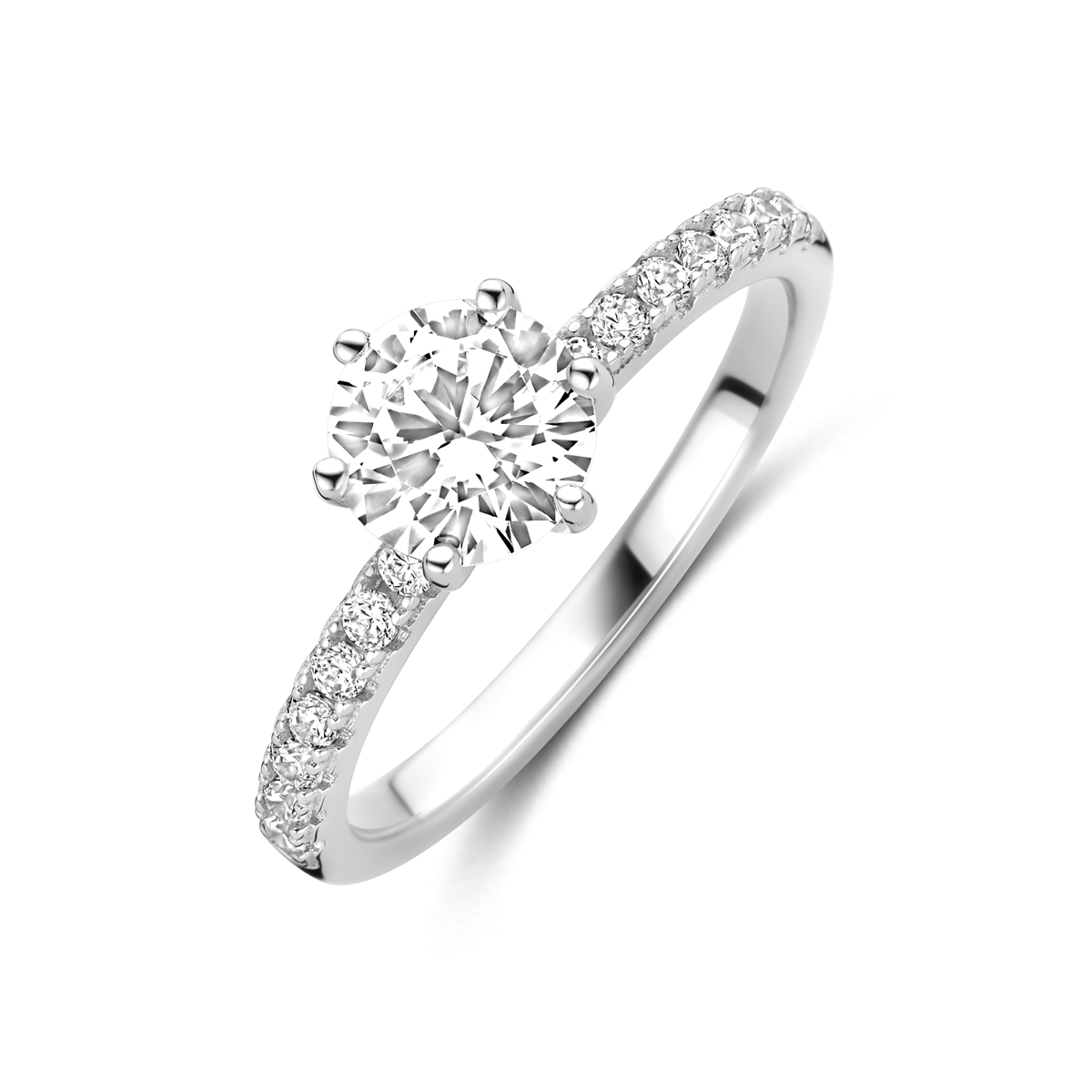 ring zirkonia zilver gerhodineerd