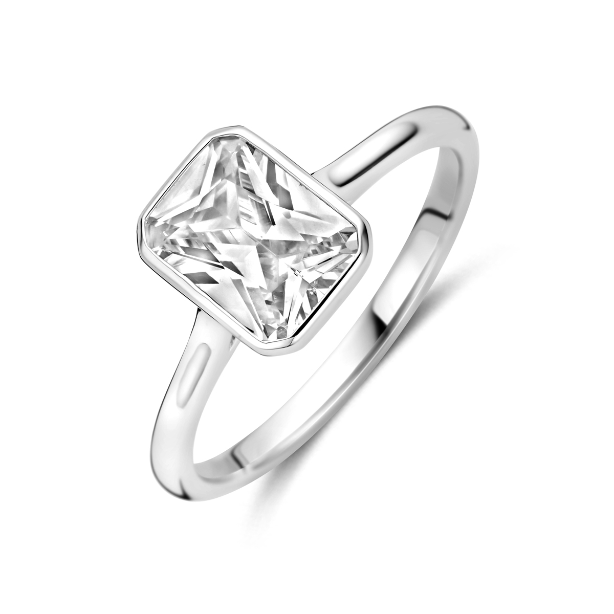 ring zirkonia zilver gerhodineerd