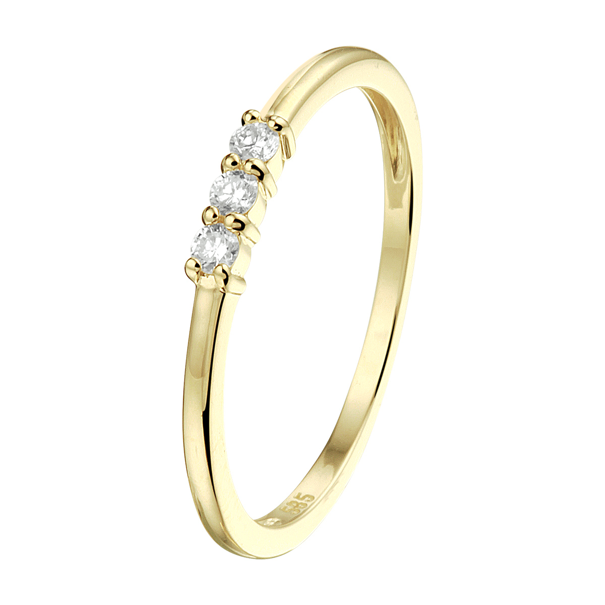 ring diamant 0.09ct h si 14K geelgoud