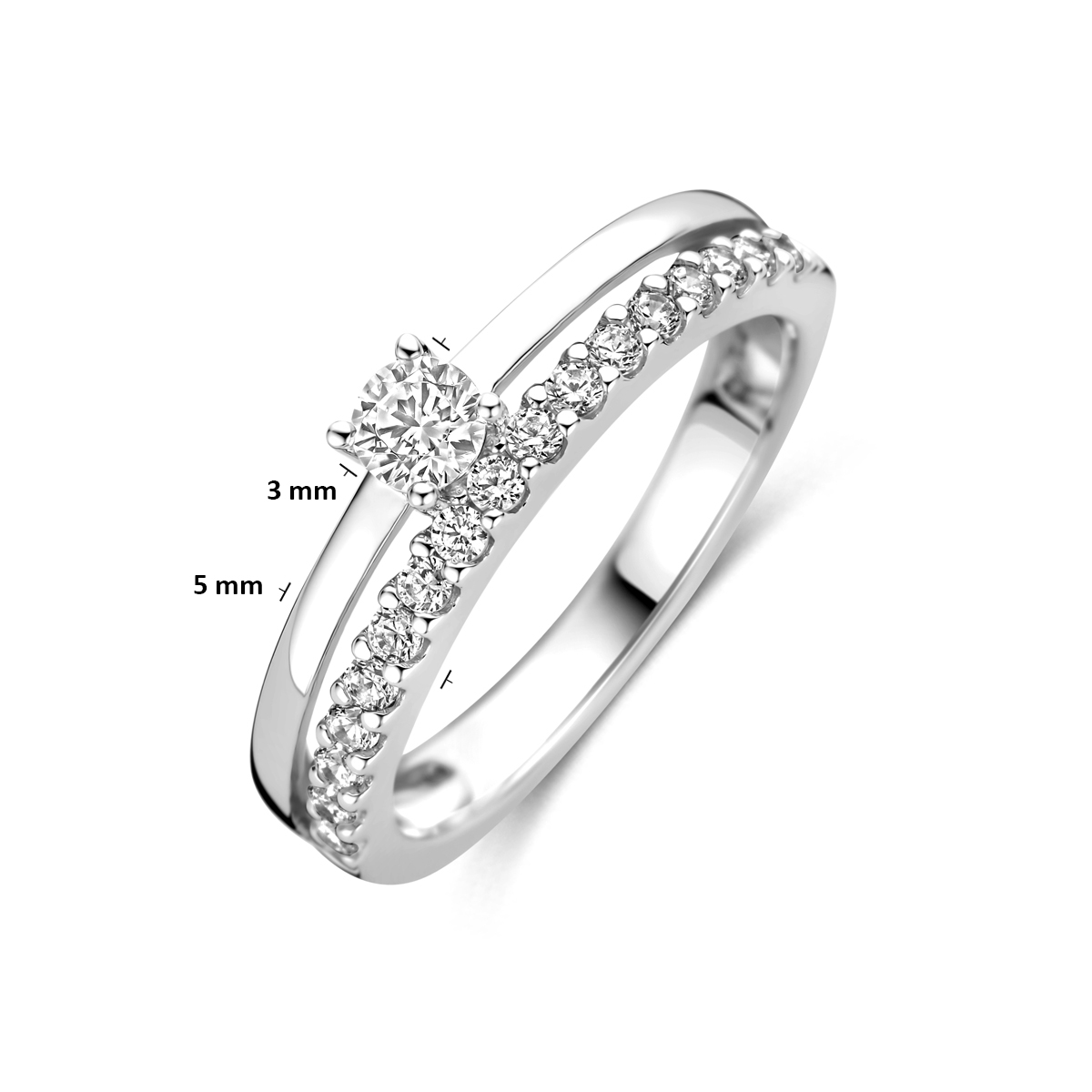 ring zirkonia zilver gerhodineerd